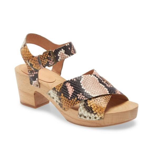 Madewell The Johanna Crisscross Sandal Snake Embossed Leather Sz 7.5 - Picture 2 of 11